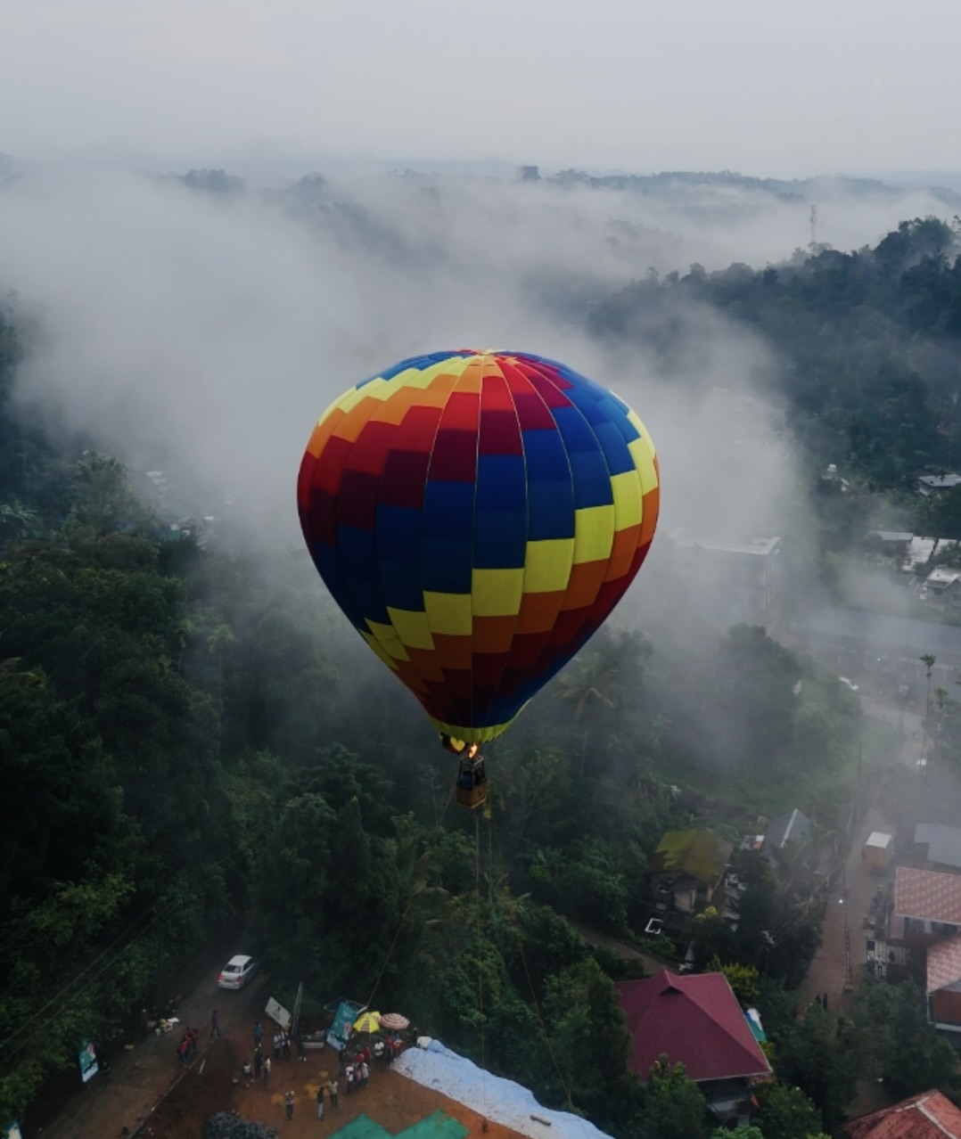 Sunset view from hot air balloon